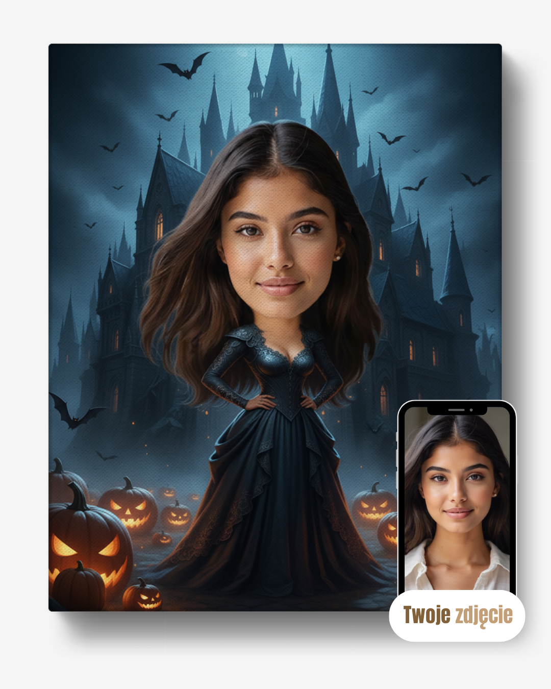 WŁADCZYNI HALLOWEEN - personalizowany portret ze zdjęcia na prezent dla kobiet