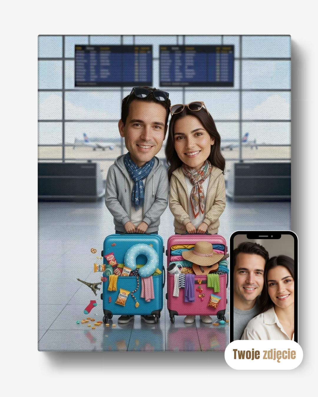 Portret na płótnie prezent dla pary fanatycy podróży