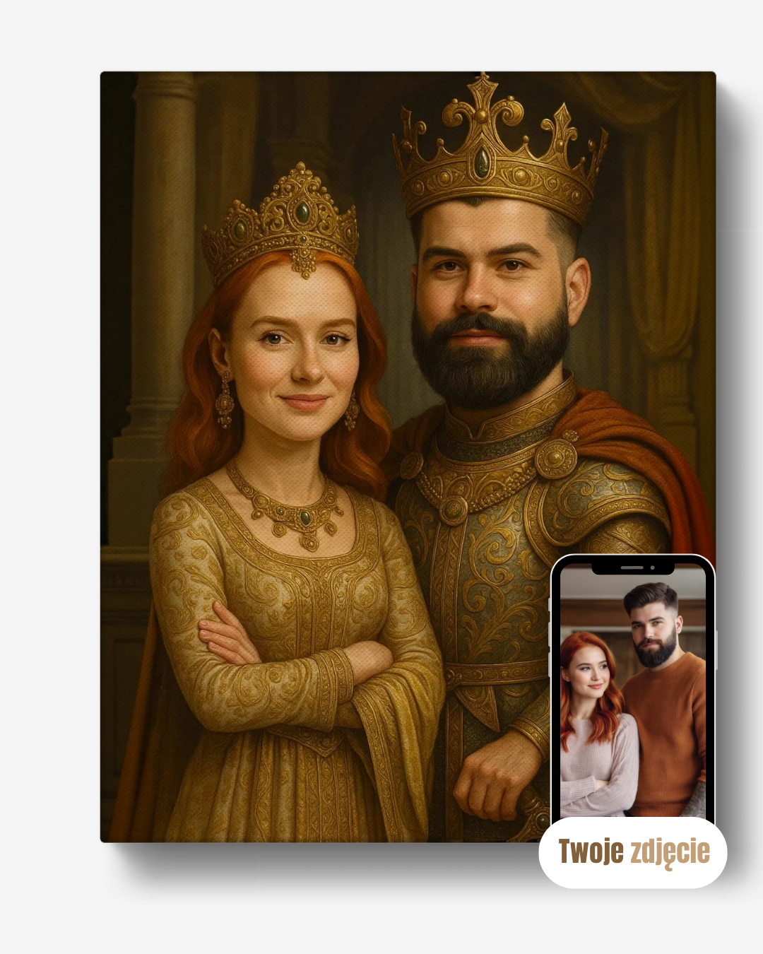 Portret na płótnie prezent dla pary królewska para magnatów