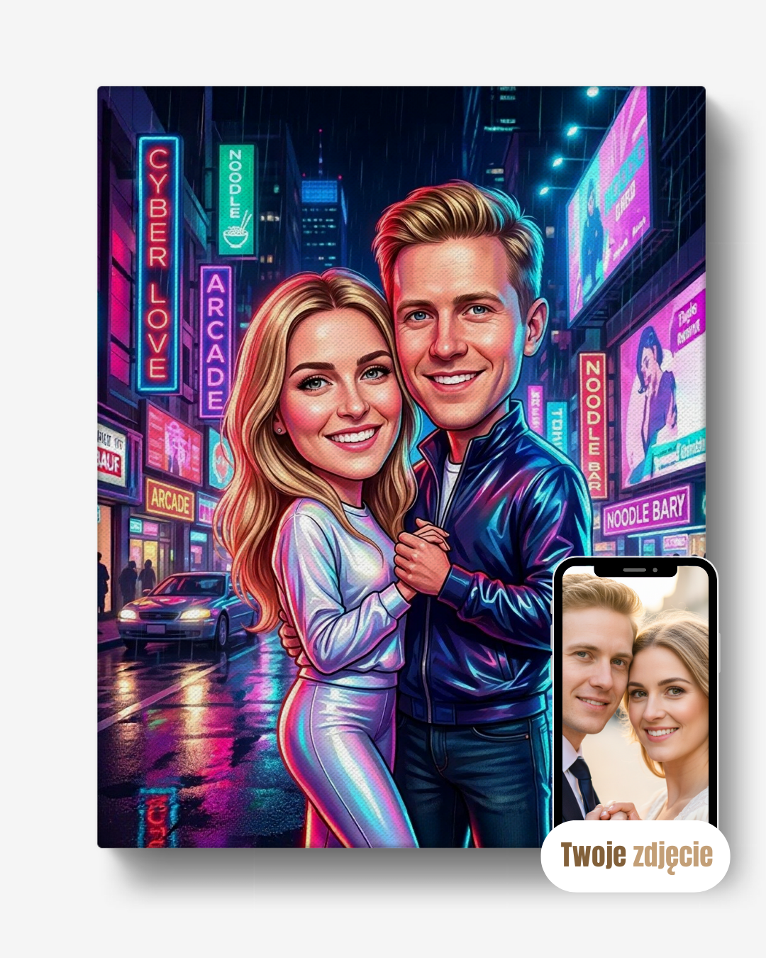 Portret na płótnie prezent dla pary cyber para