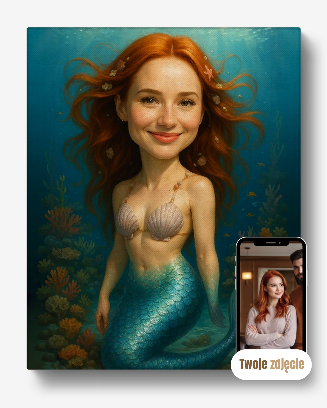 SYRENKA - personalizowany portret ze zdjęcia na prezent dla kobiet