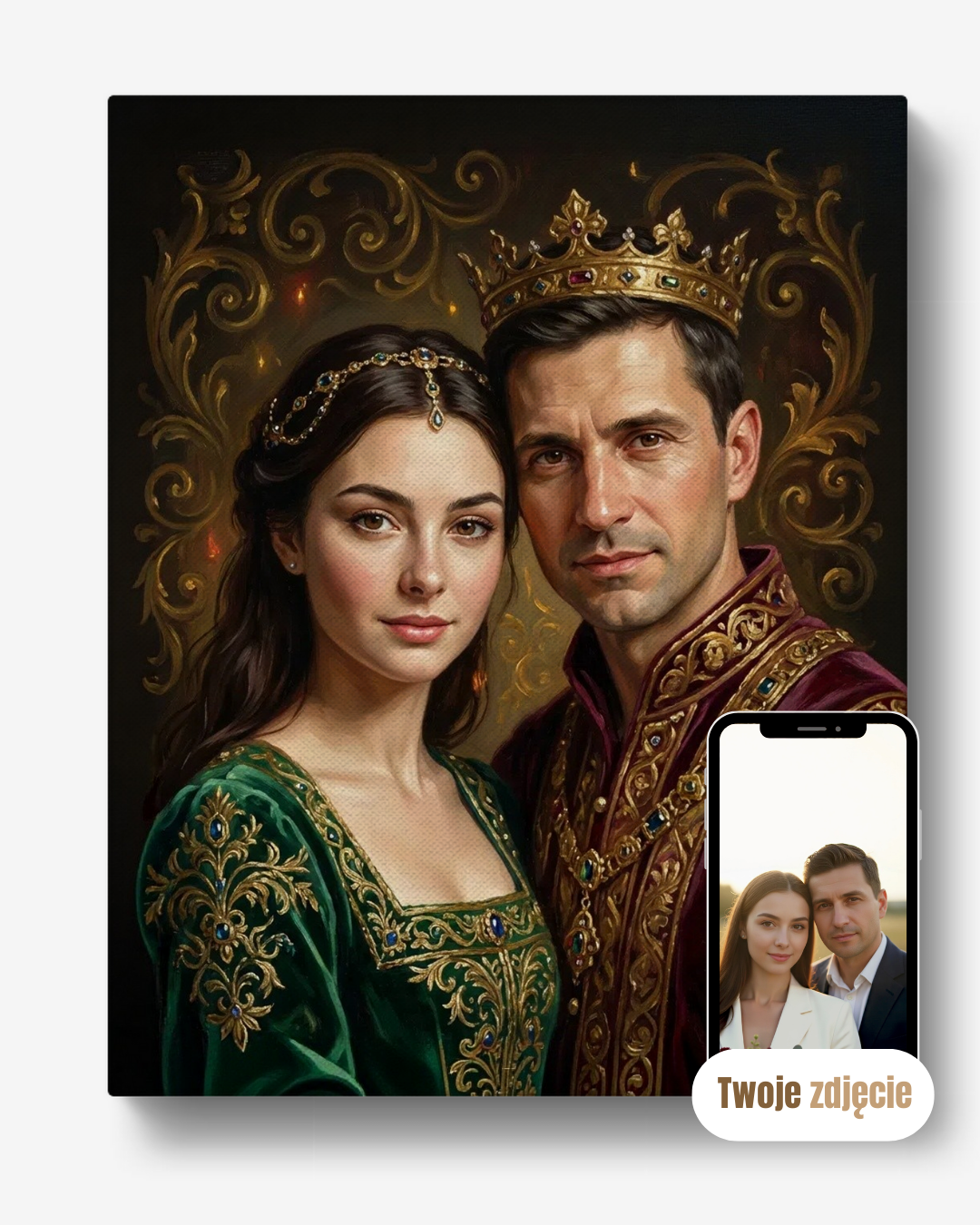Portret na płótnie prezent dla pary para królów