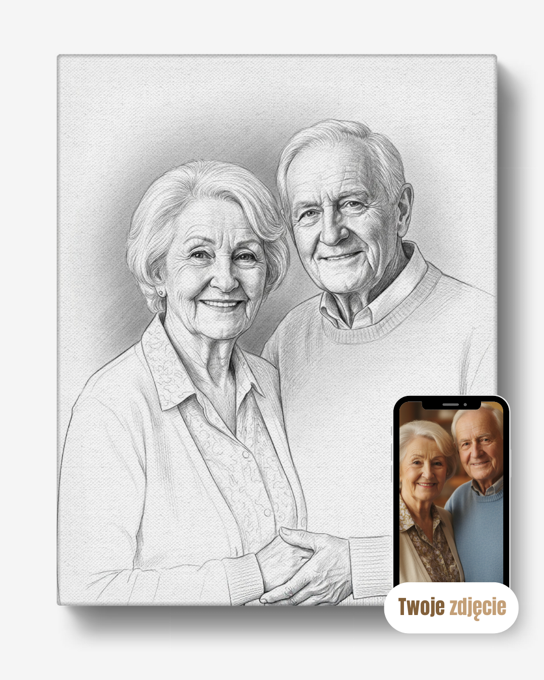 Portret na płótnie prezent dla dziadków dziadkowie naszkicowani