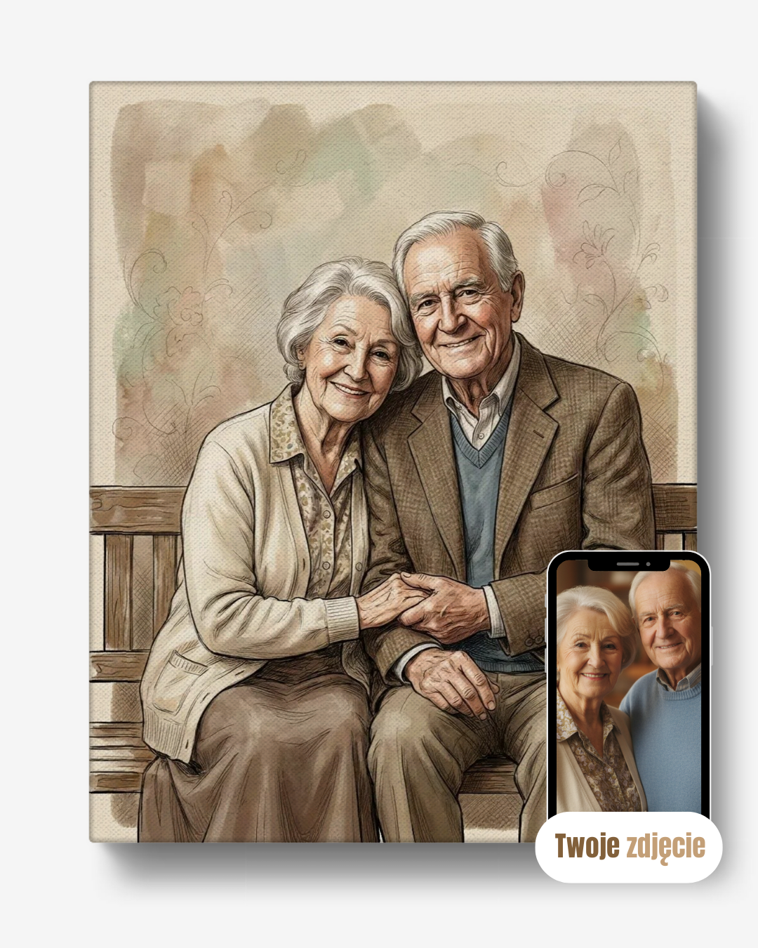 Personalizowany portret na płótnie prezent dla pary jak z obrazka