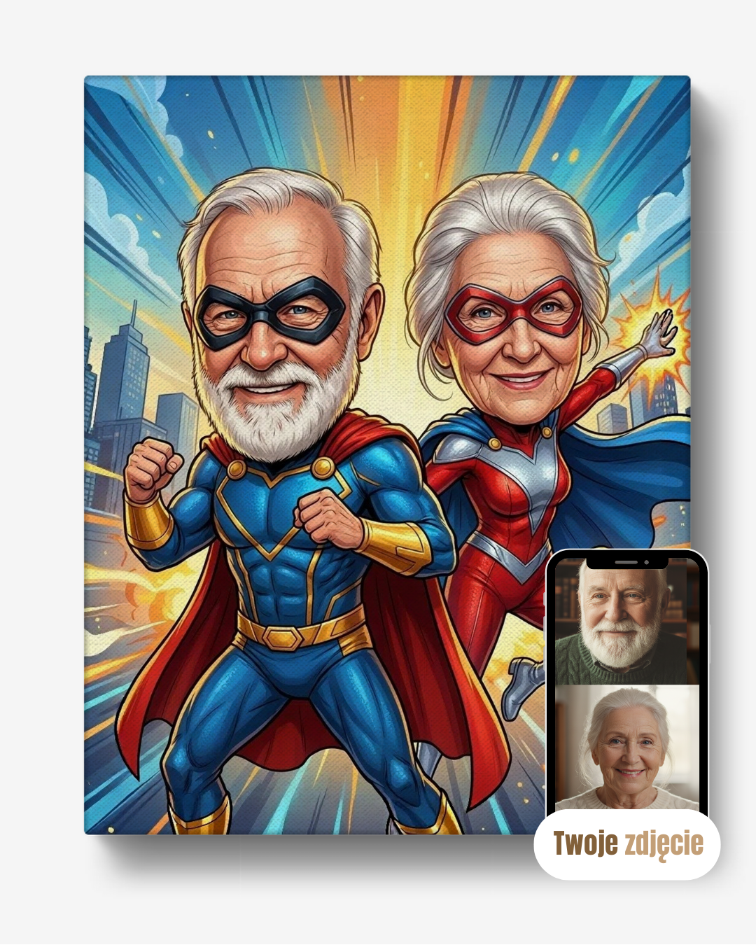 Personalizowany portret na płótnie prezent dla dziadków superdziadkowie
