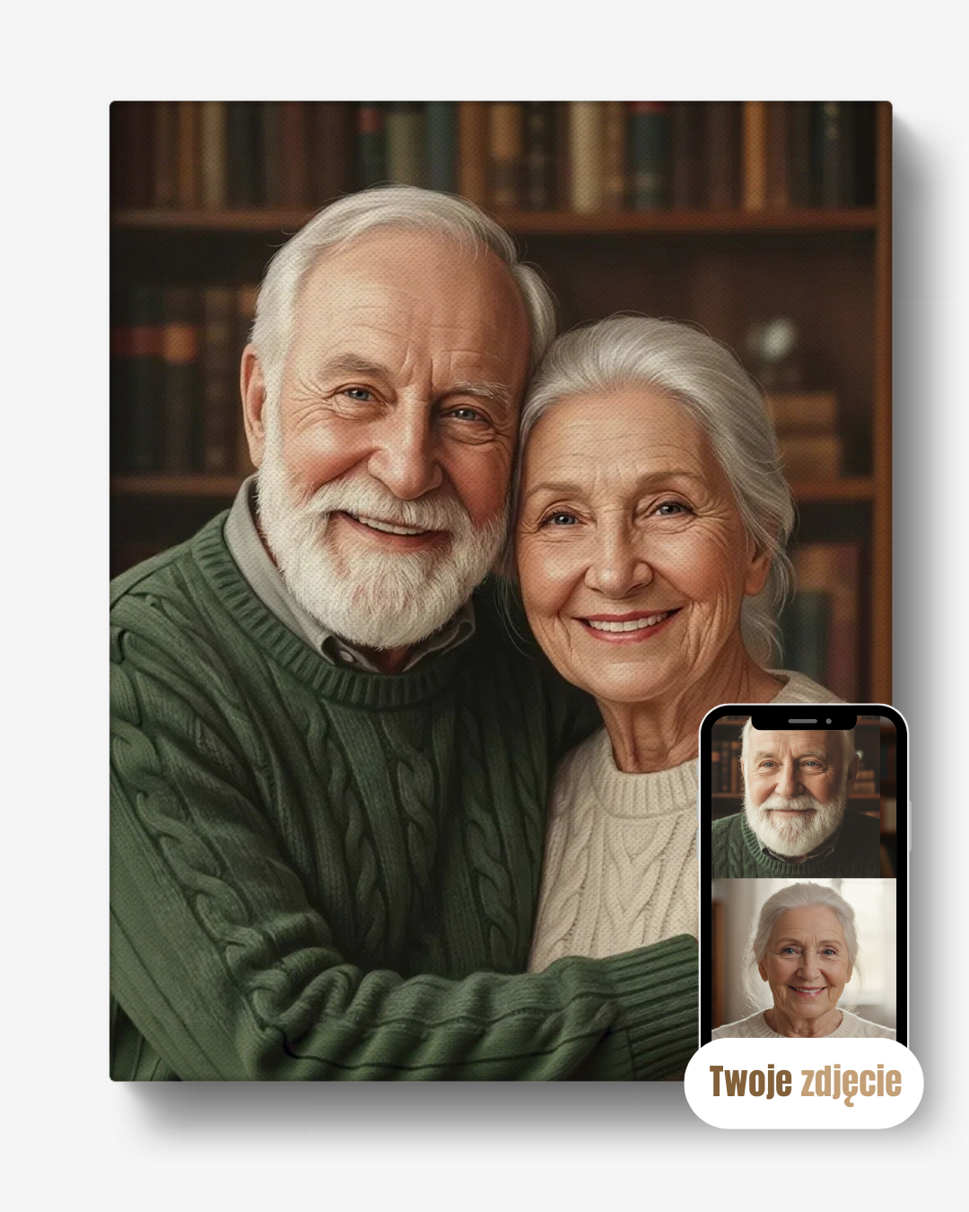 Personalizowany portret na płótnie prezent dla pary jak na rysunku