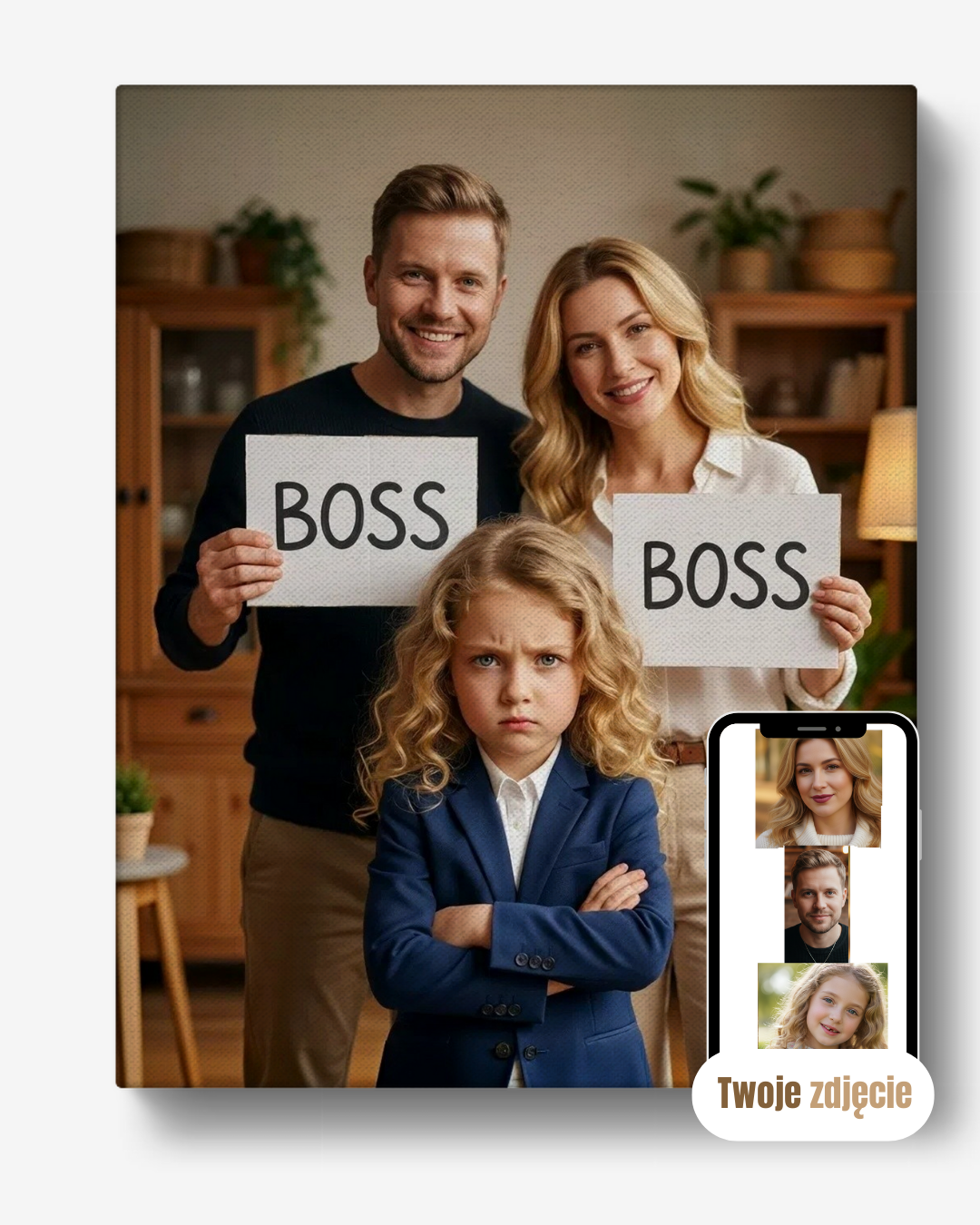 Portret na płótnie prezent dla dziewczynki mała szefowa