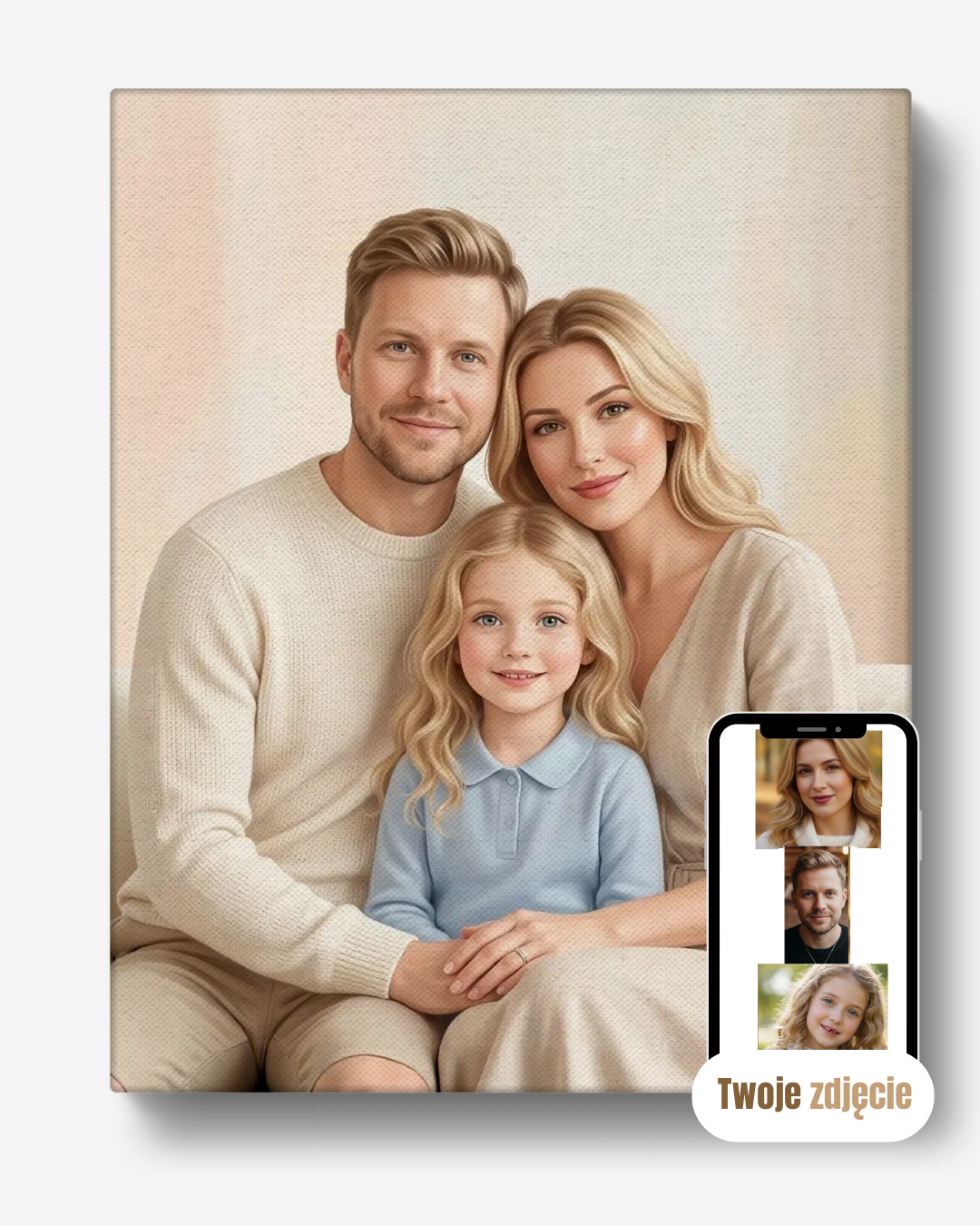 Portret rodzinny na płótnie prezent dla rodziny sesja fotograficzna rodzinki