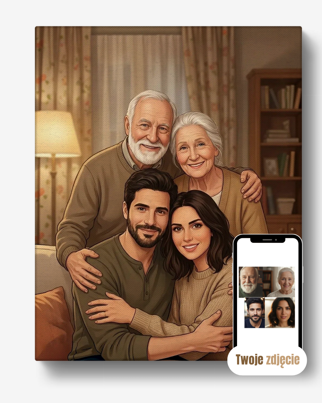 Portret rodzinny na płótnie prezent dla rodziny wspólne chwile