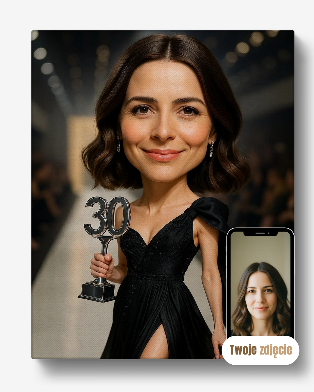 30-STKA NA WYBIEGU - personalizowany portret ze zdjęcia na prezent dla kobiet