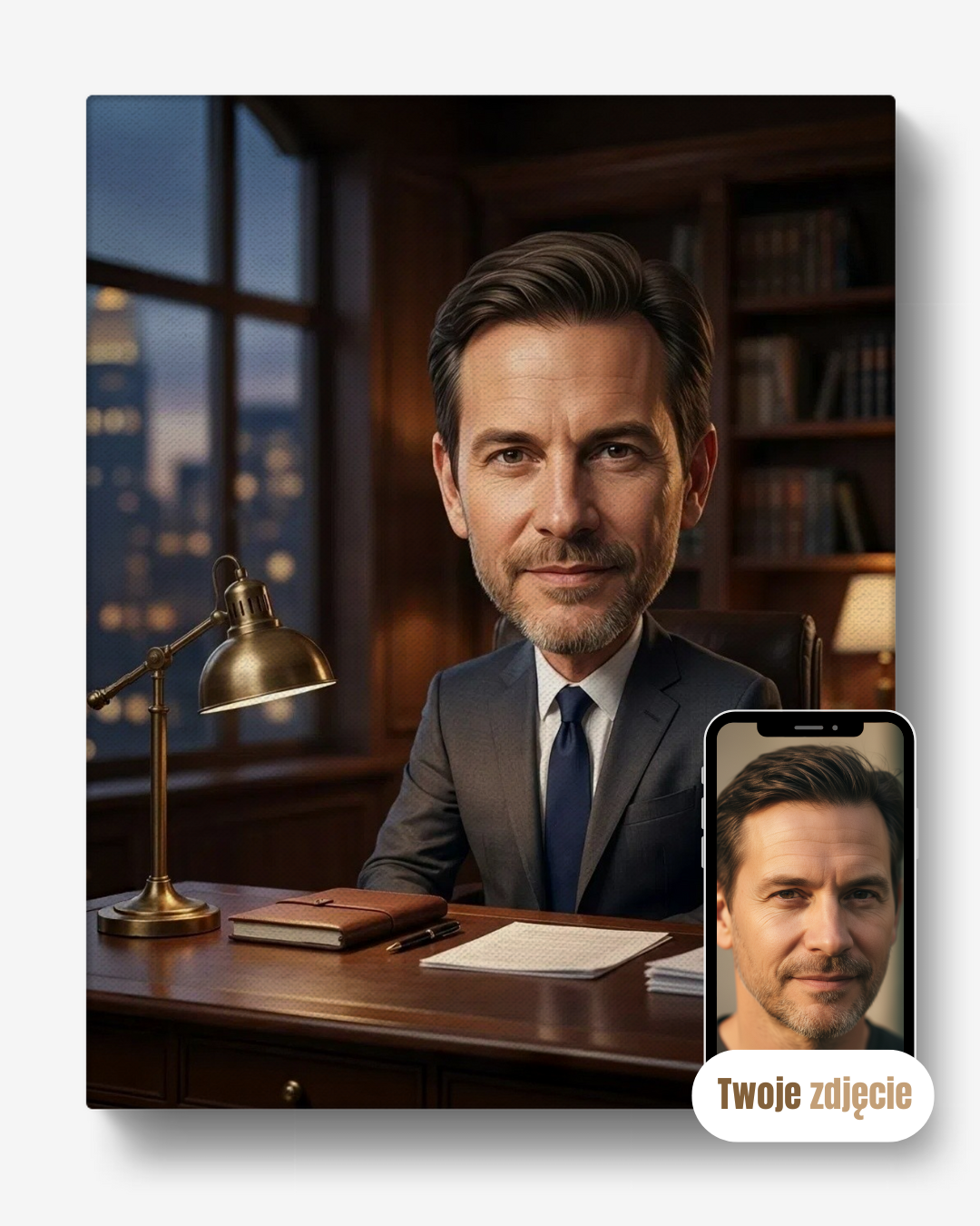 Personalizowany portret na płótnie prezent dla szefa szefuncio