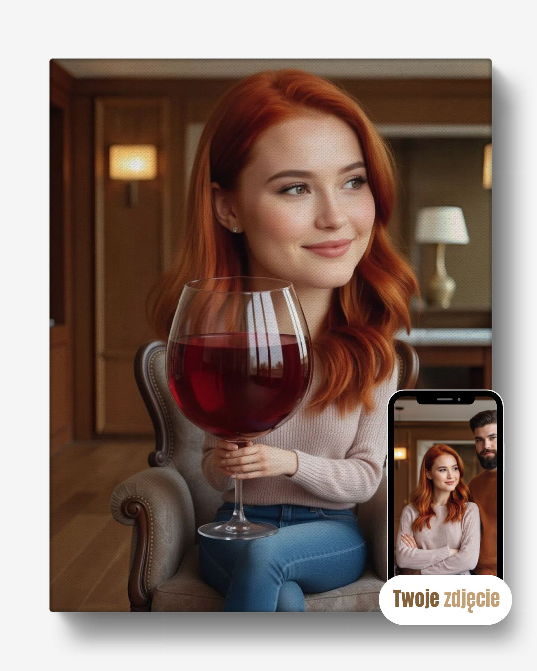 WINOMANIACZKA - personalizowany portret ze zdjęcia na prezent dla kobiet