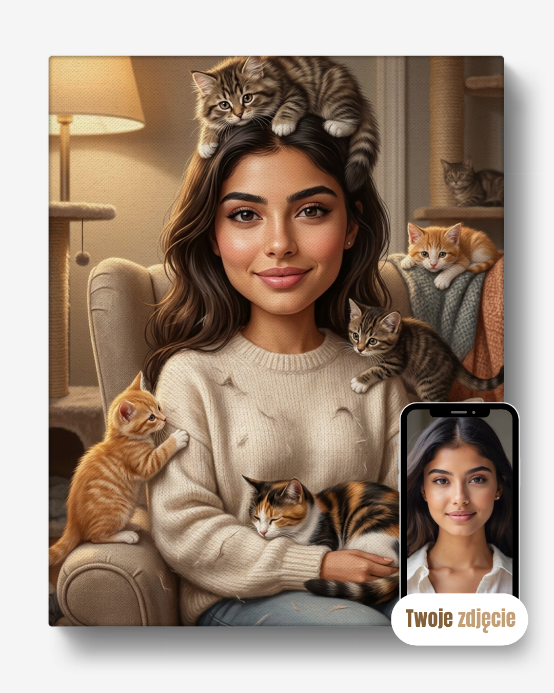 KOCIARA - personalizowany portret ze zdjęcia na prezent dla kobiet