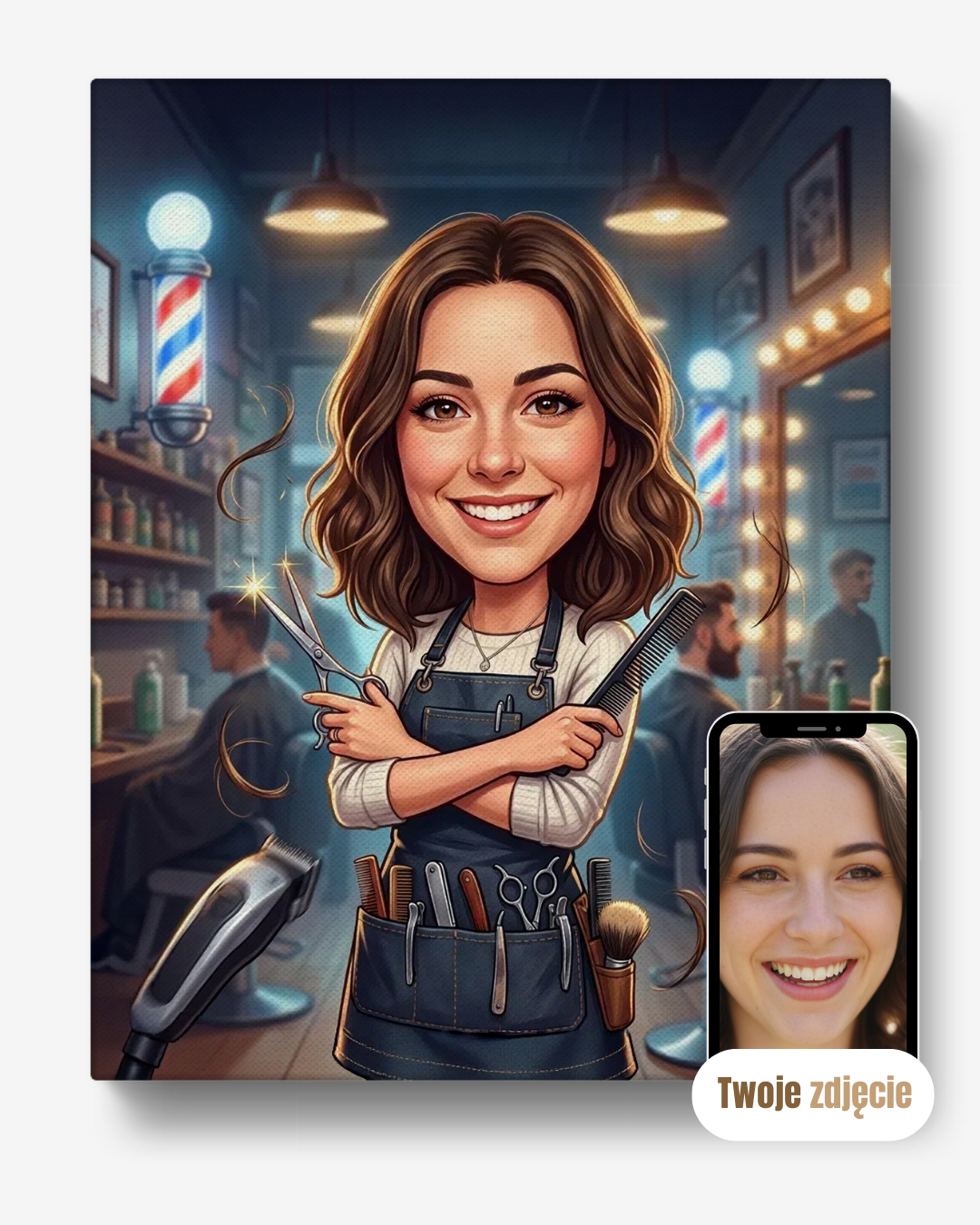 BARBERKA - personalizowany portret ze zdjęcia na prezent dla kobiet