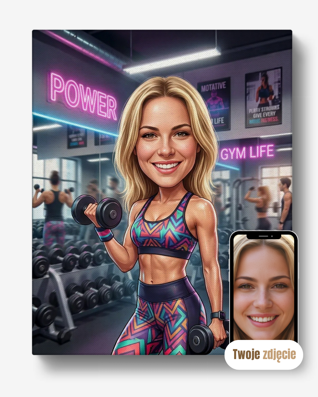 FITNESIARA - personalizowany portret ze zdjęcia na prezent dla kobiet