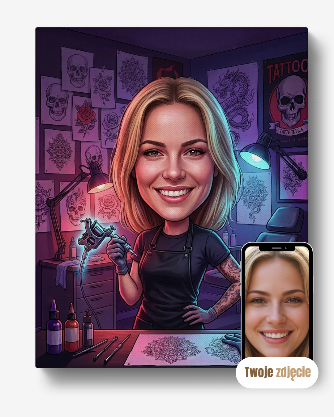 TATTOO MASTERKA - personalizowany portret ze zdjęcia na prezent dla kobiet