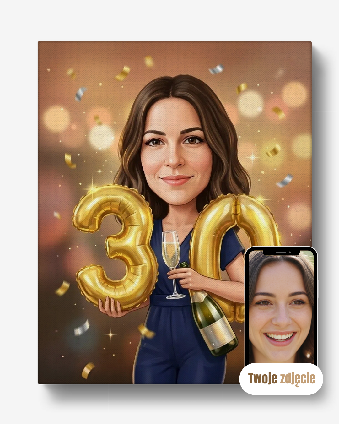 ALE TRZYDZIECHA - personalizowany portret ze zdjęcia na prezent dla kobiet