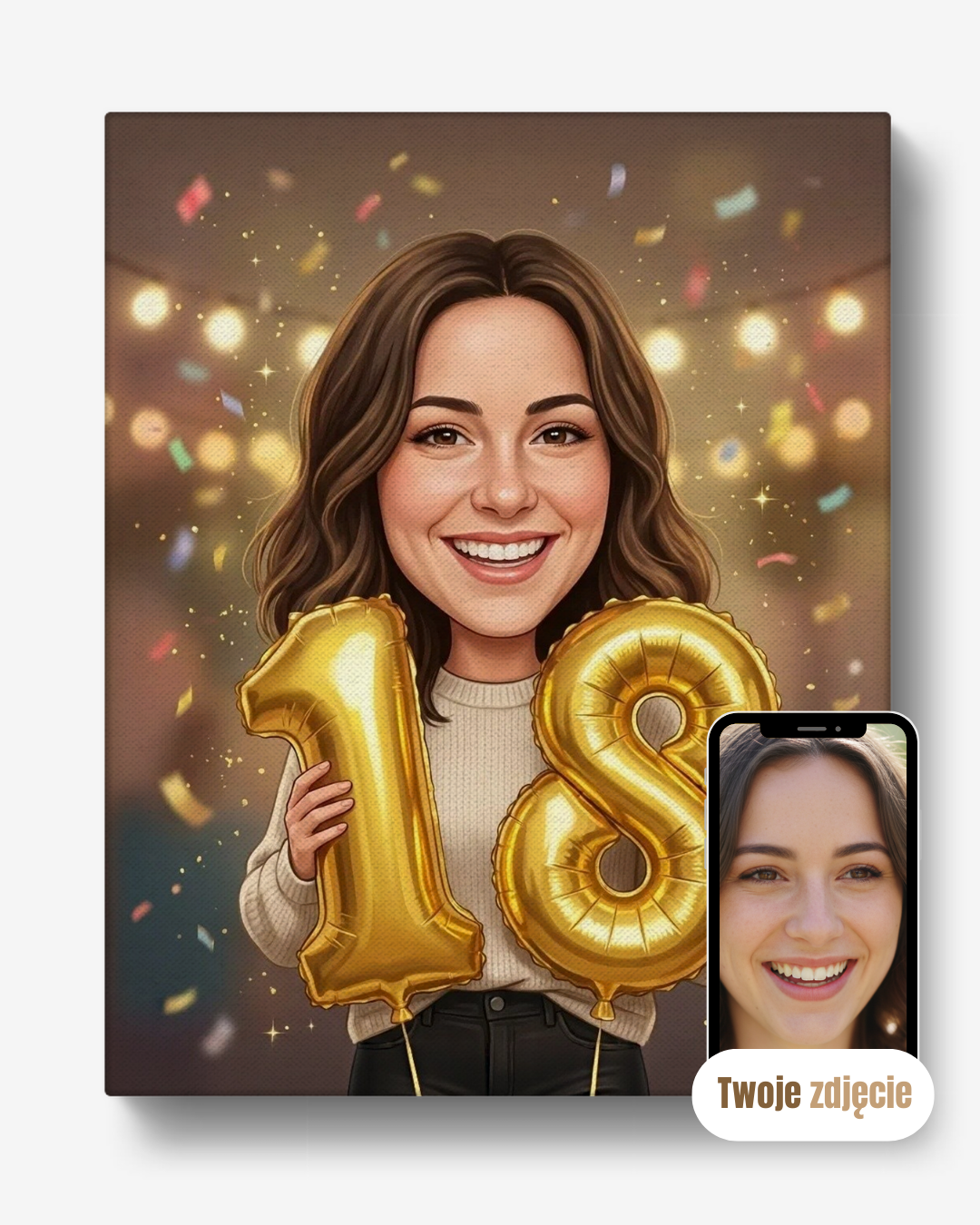 ALE OSIEMNASTKA - personalizowany portret ze zdjęcia na prezent dla kobiet