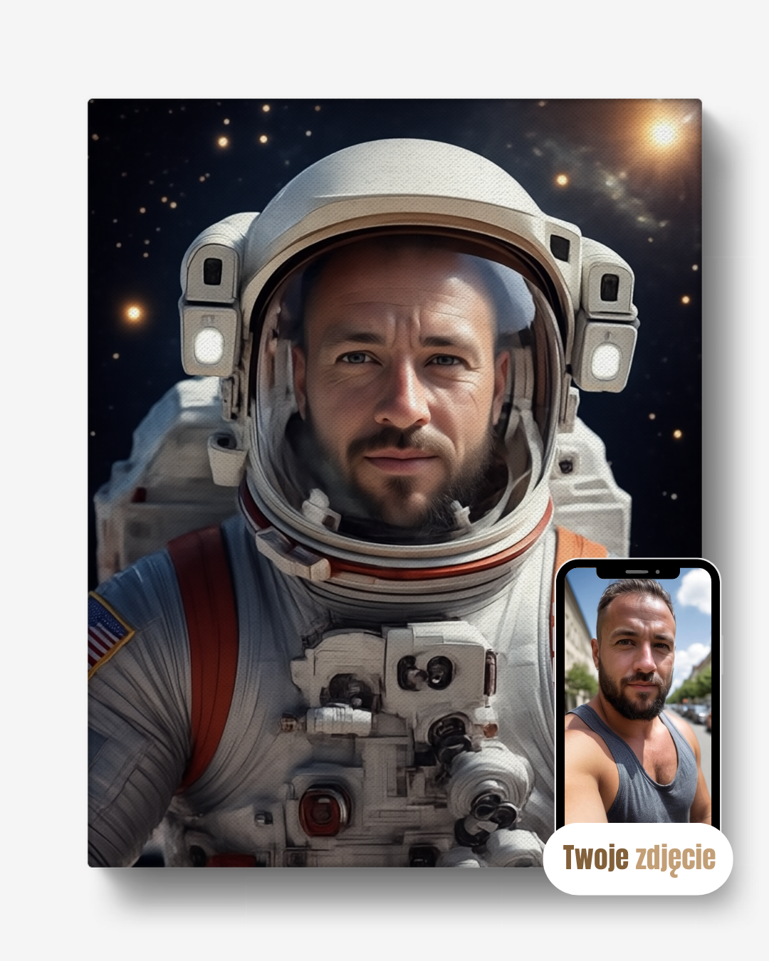 KOSMICZNY FACET - personalizowany portret ze zdjęcia na prezent dla mężczyzn