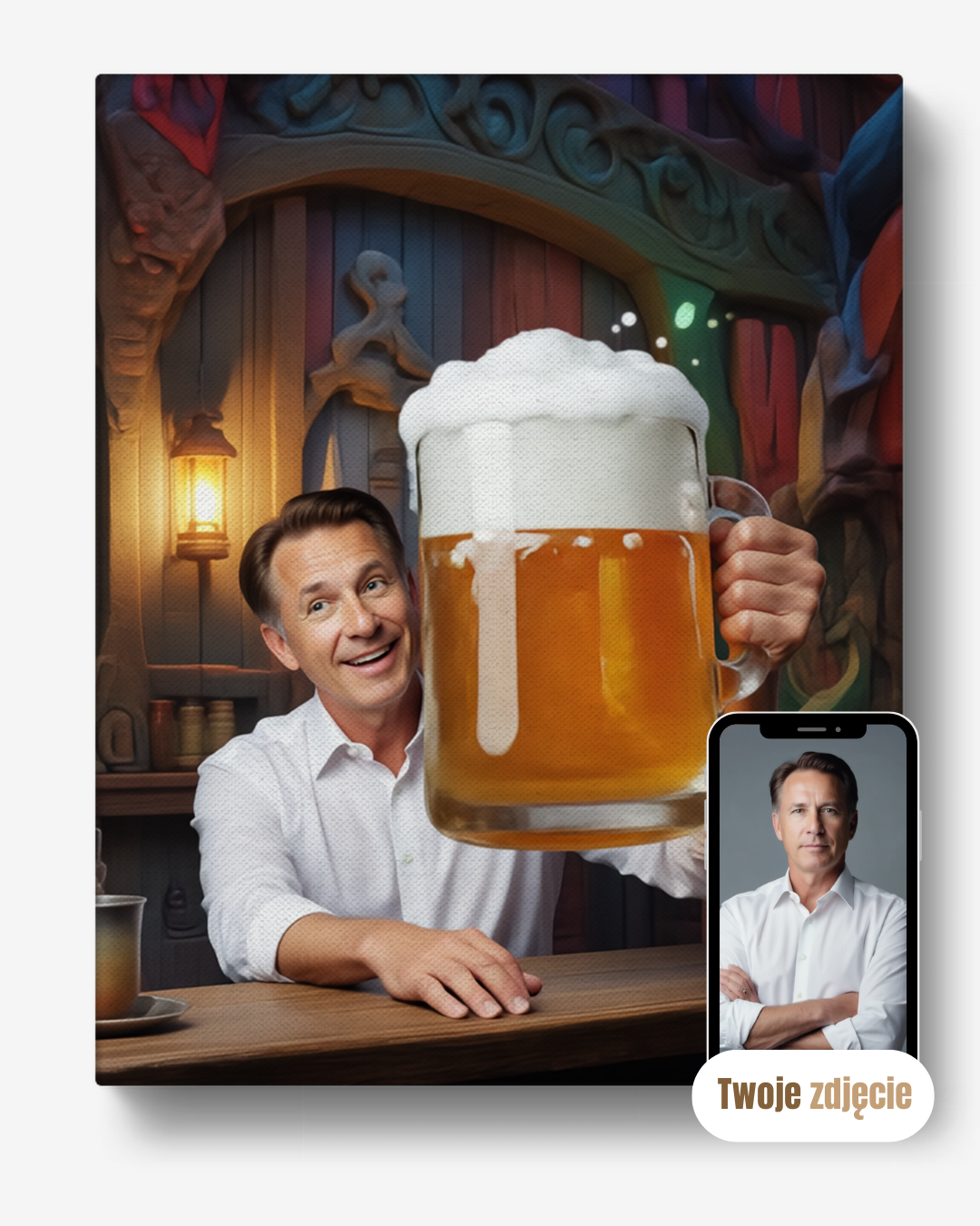 WŁADCA PIWA - personalizowany portret ze zdjęcia na prezent dla mężczyzn