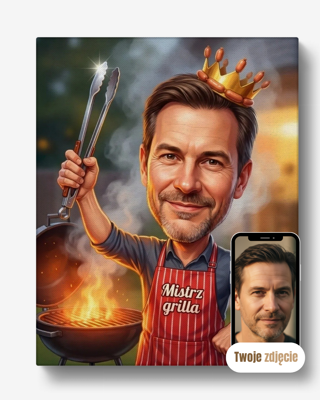 MISTRZ GRILLA - personalizowany portret ze zdjęcia na prezent dla mężczyzn
