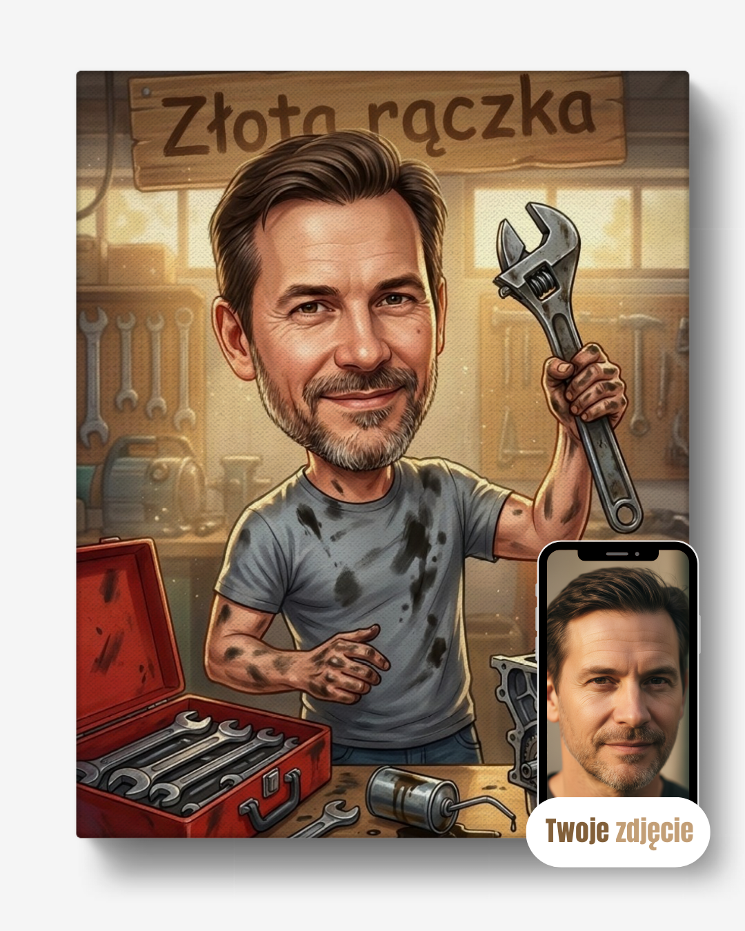 ZŁOTA RĄCZKA - personalizowany portret ze zdjęcia na prezent dla mężczyzn