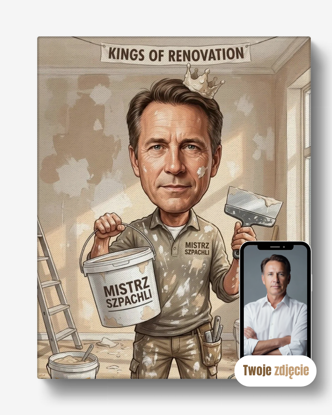 MISTRZ SZPACHLI - personalizowany portret ze zdjęcia na prezent dla mężczyzn
