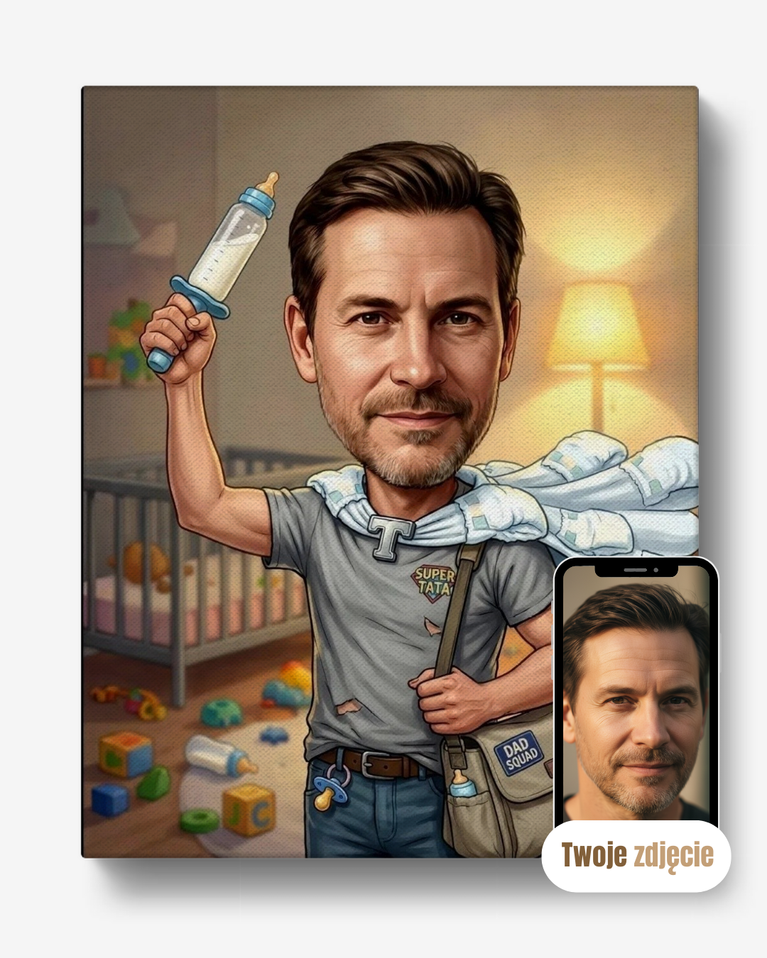 SUPER TATA - personalizowany portret ze zdjęcia na prezent dla mężczyzn