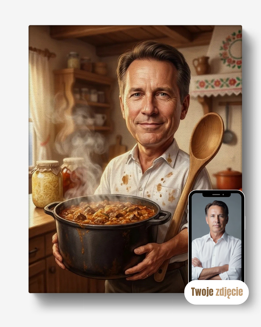 CZŁOWIEK BIGOSU - personalizowany portret ze zdjęcia na prezent dla mężczyzn