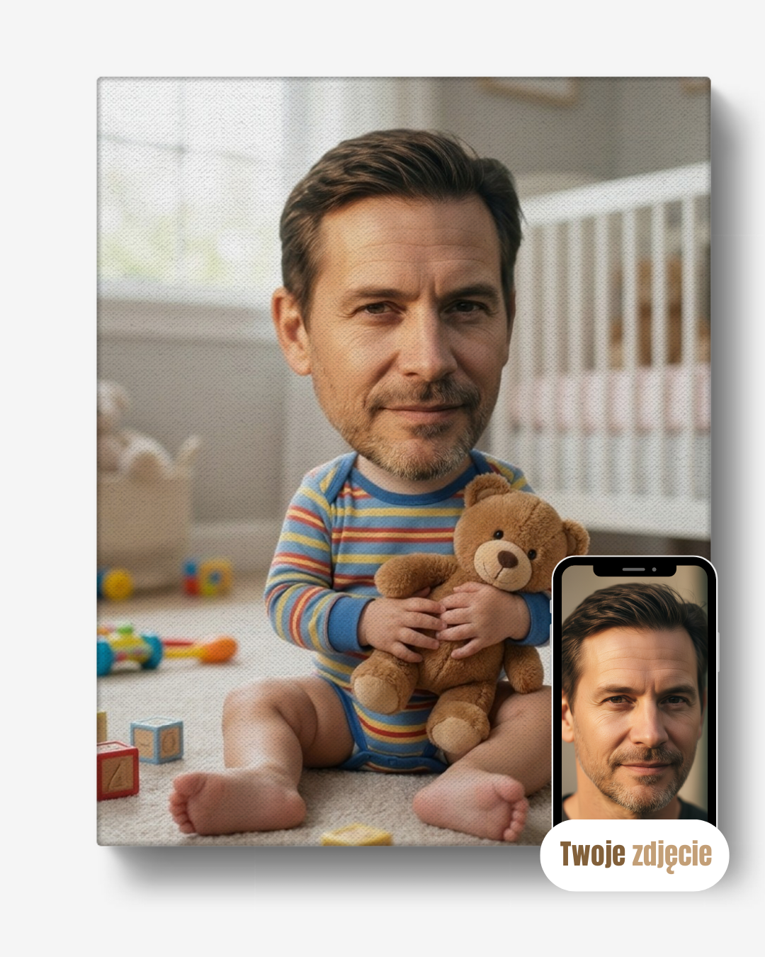 Personalizowany portret na płótnie prezent dla chłopaka na walentynki Duże Dziecko