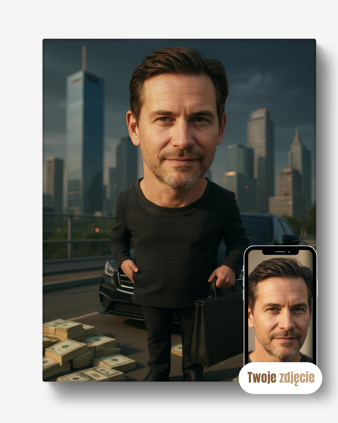 Portret na płótnie prezent dla ojca na Dzień Ojca Biznesmen