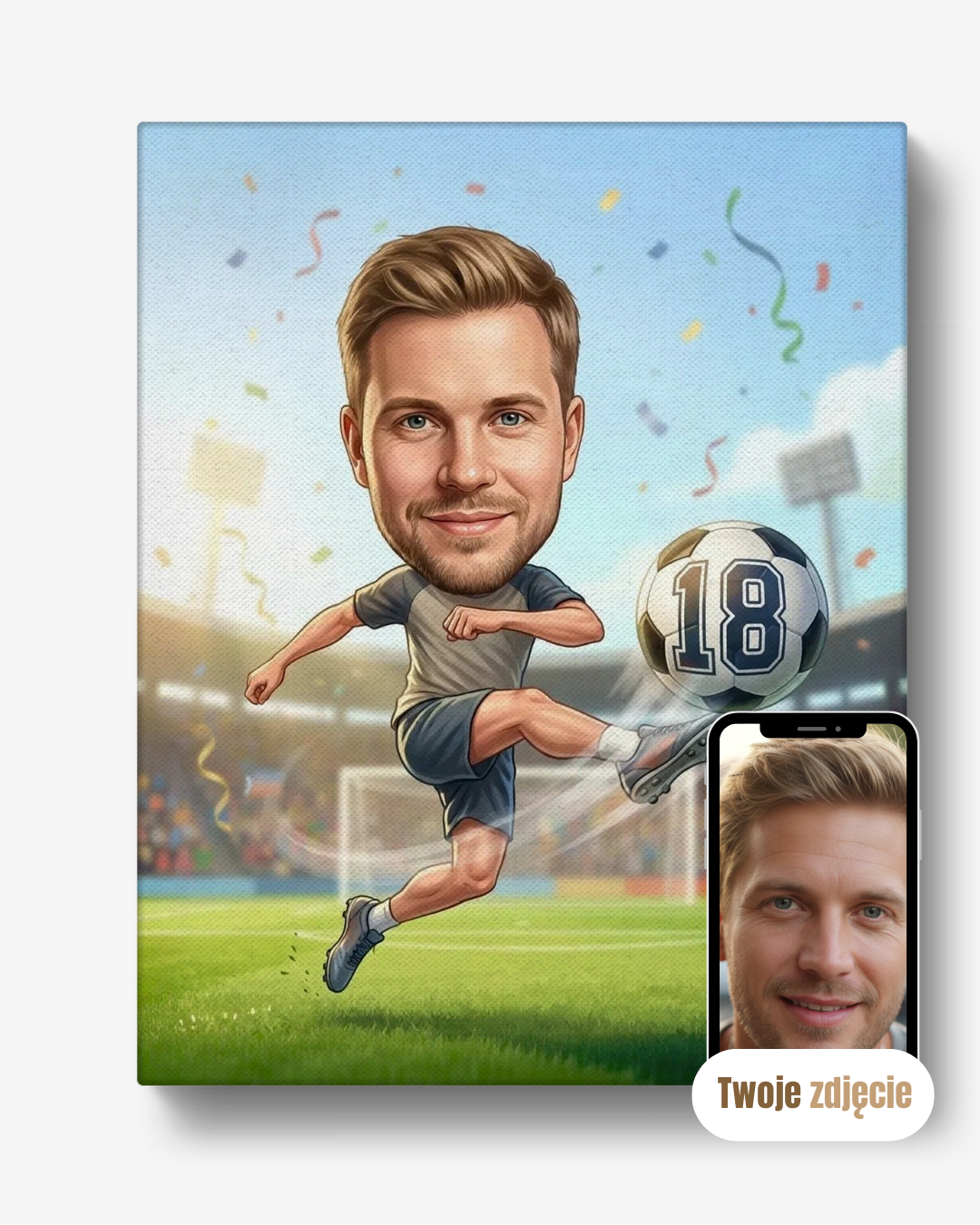 Portret na płótnie prezent dla syna na 18 urodziny piłkarz