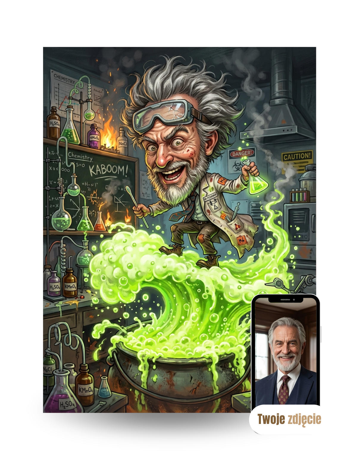 NAUCZYCIEL OD CHEMII - personalizowany portret ze zdjęcia