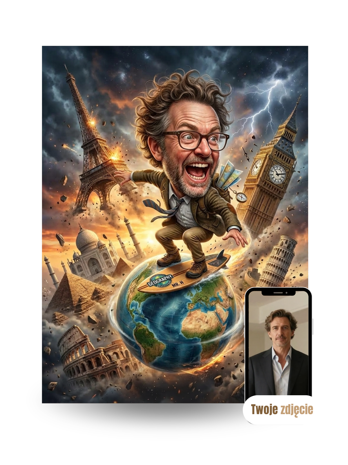 NAUCZYCIEL OD GEOGRAFII - personalizowany portret ze zdjęcia
