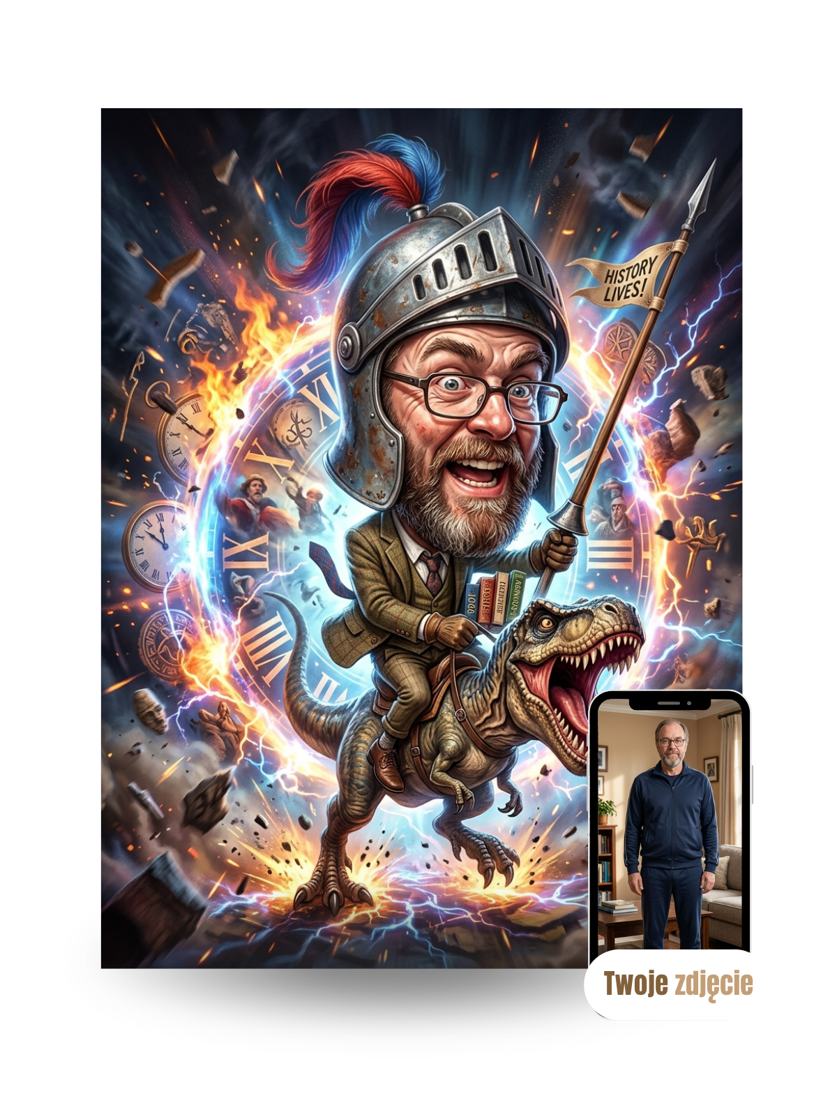 NAUCZYCIEL OD HISTORII - personalizowany portret ze zdjęcia