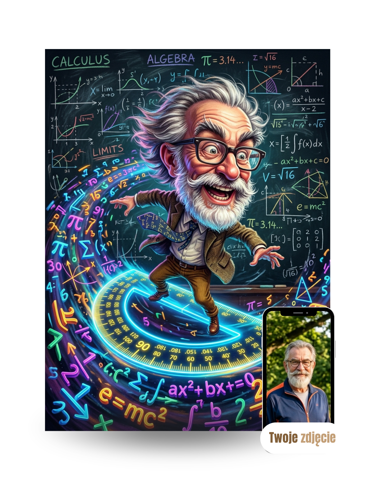 NAUCZYCIEL OD MATEMATYKI - personalizowany portret ze zdjęcia