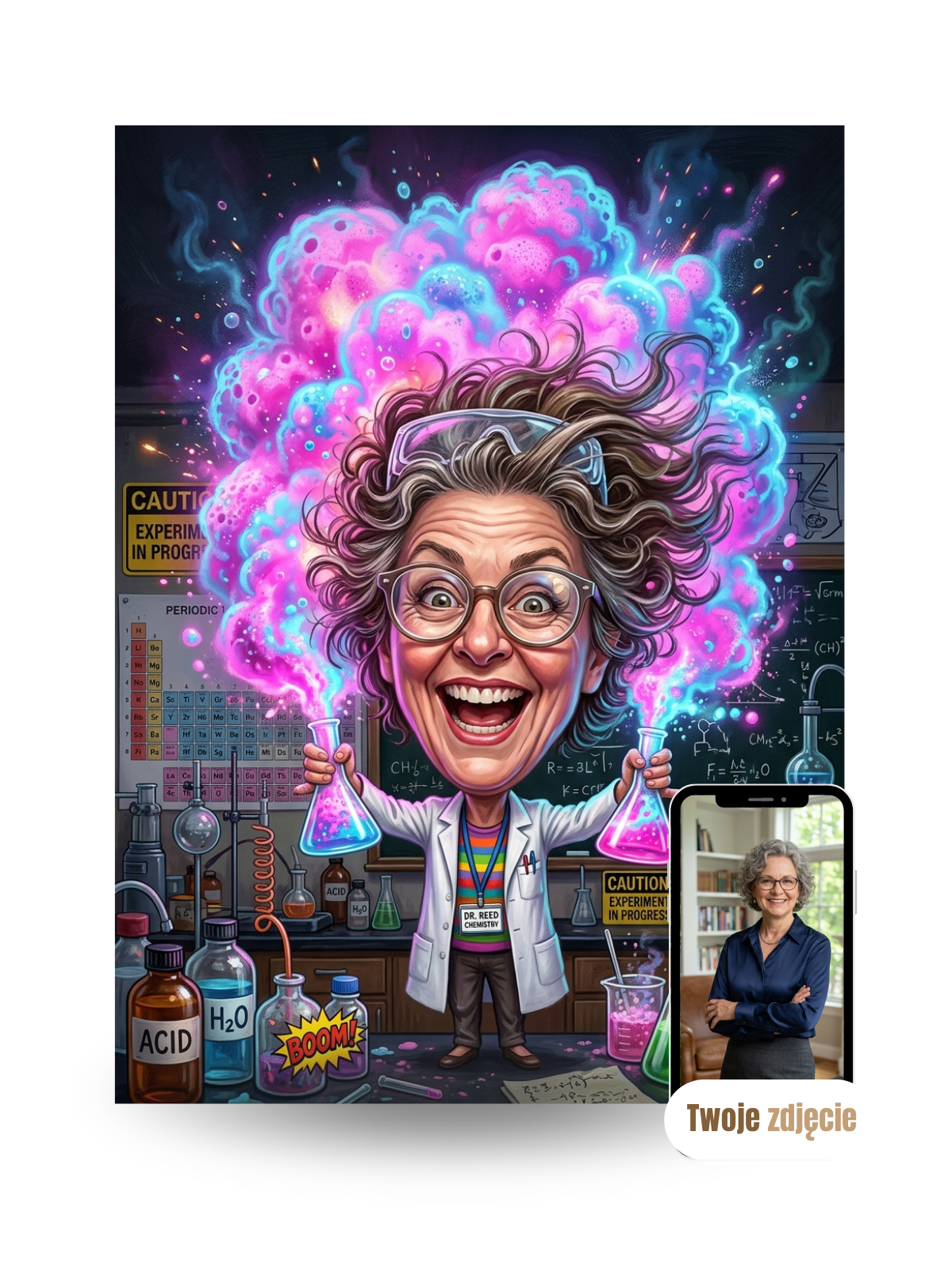 NAUCZYCIELKA OD CHEMII - personalizowany portret ze zdjęcia