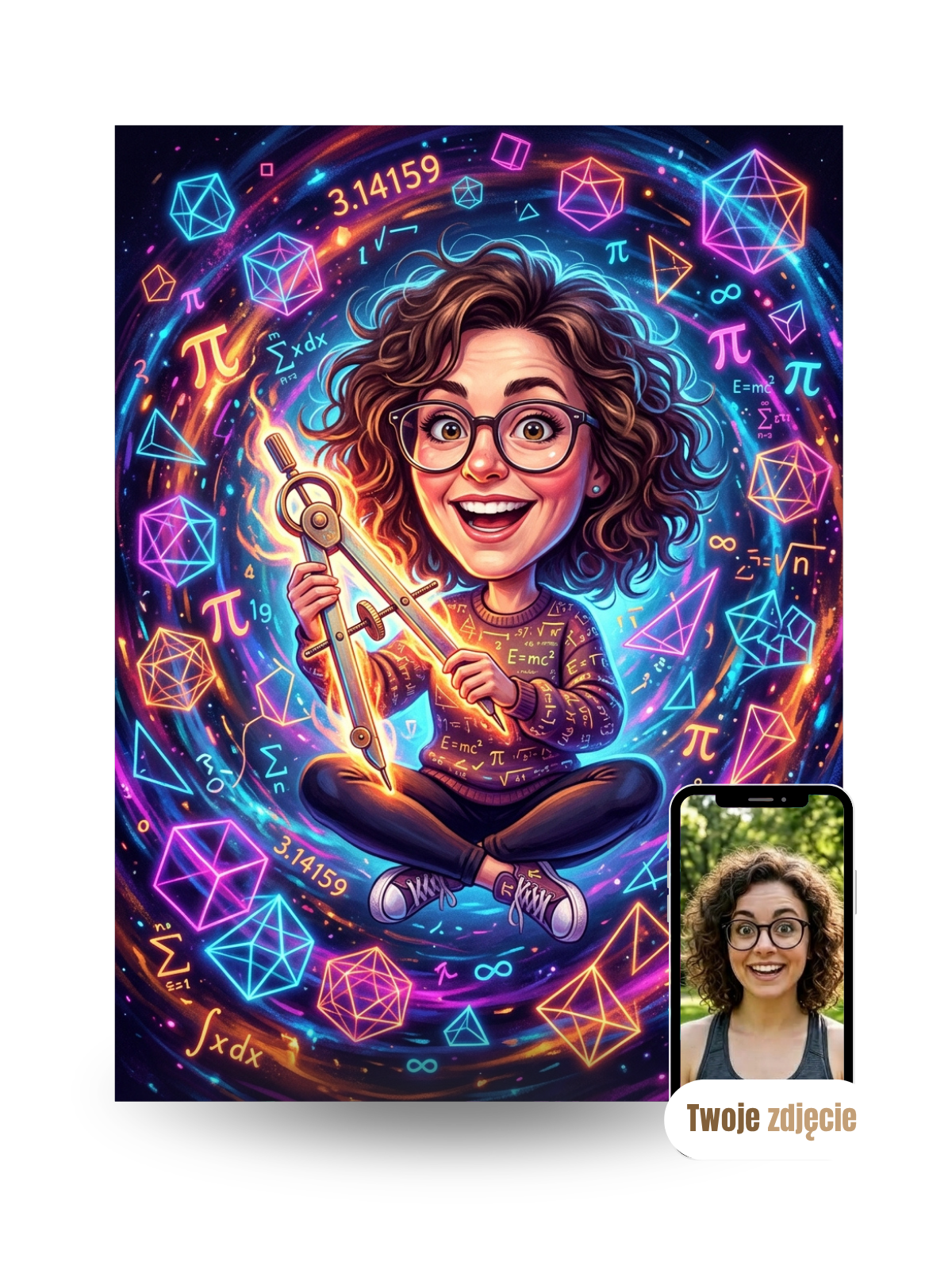 NAUCZYCIELKA OD MATEMATYKI - personalizowany portret ze zdjęcia