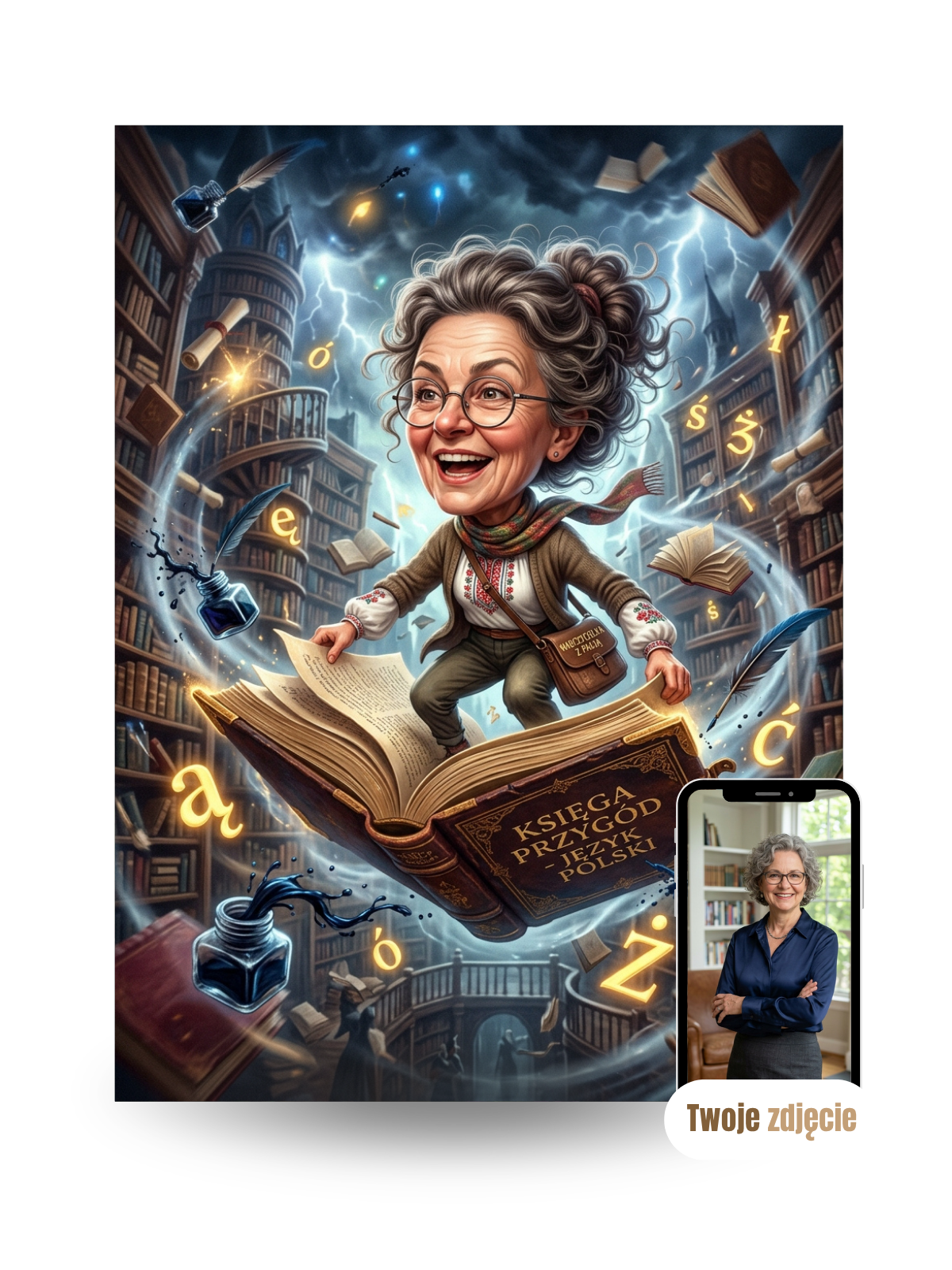 NAUCZYCIELKA OD POLSKIEGO - personalizowany portret ze zdjęcia