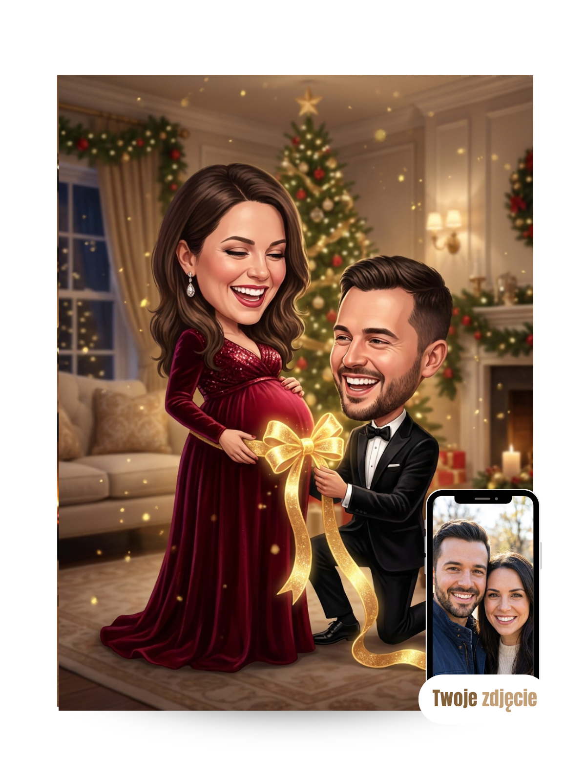 PARA W CIĄŻY GLAMOUR - personalizowany portret ze zdjęcia