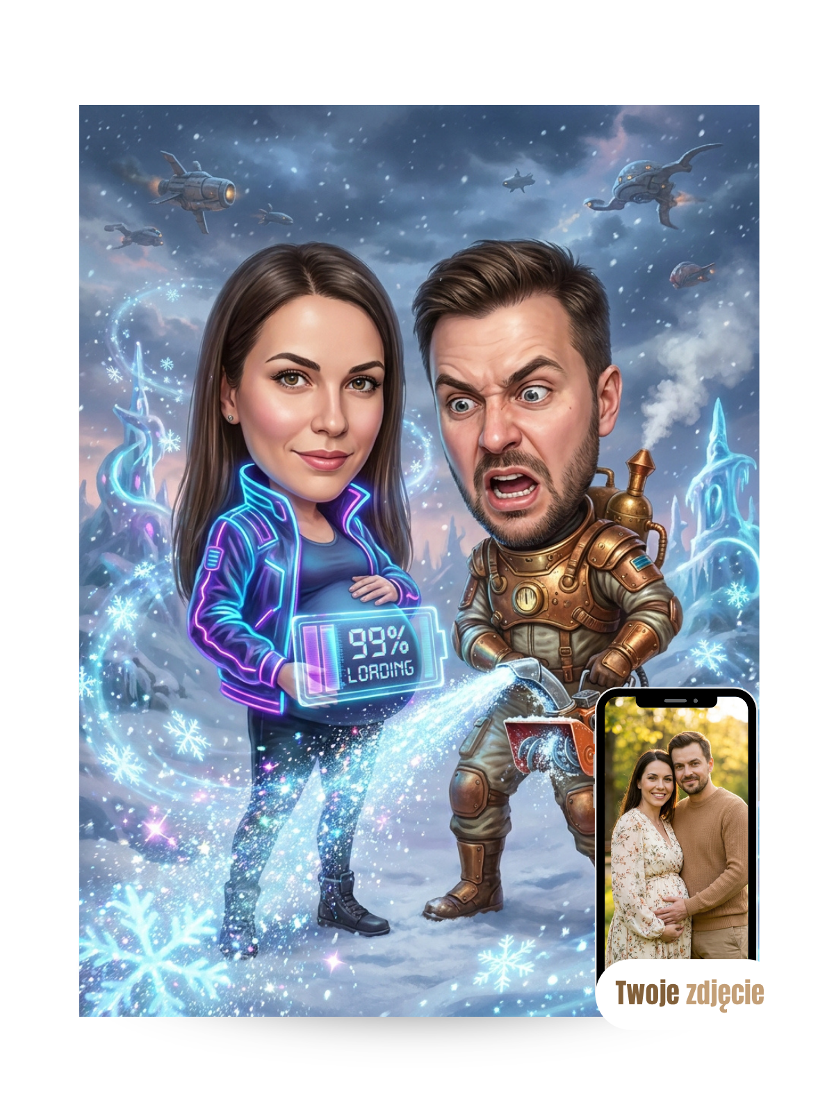 PARA W CIĄŻY - personalizowany portret ze zdjęcia