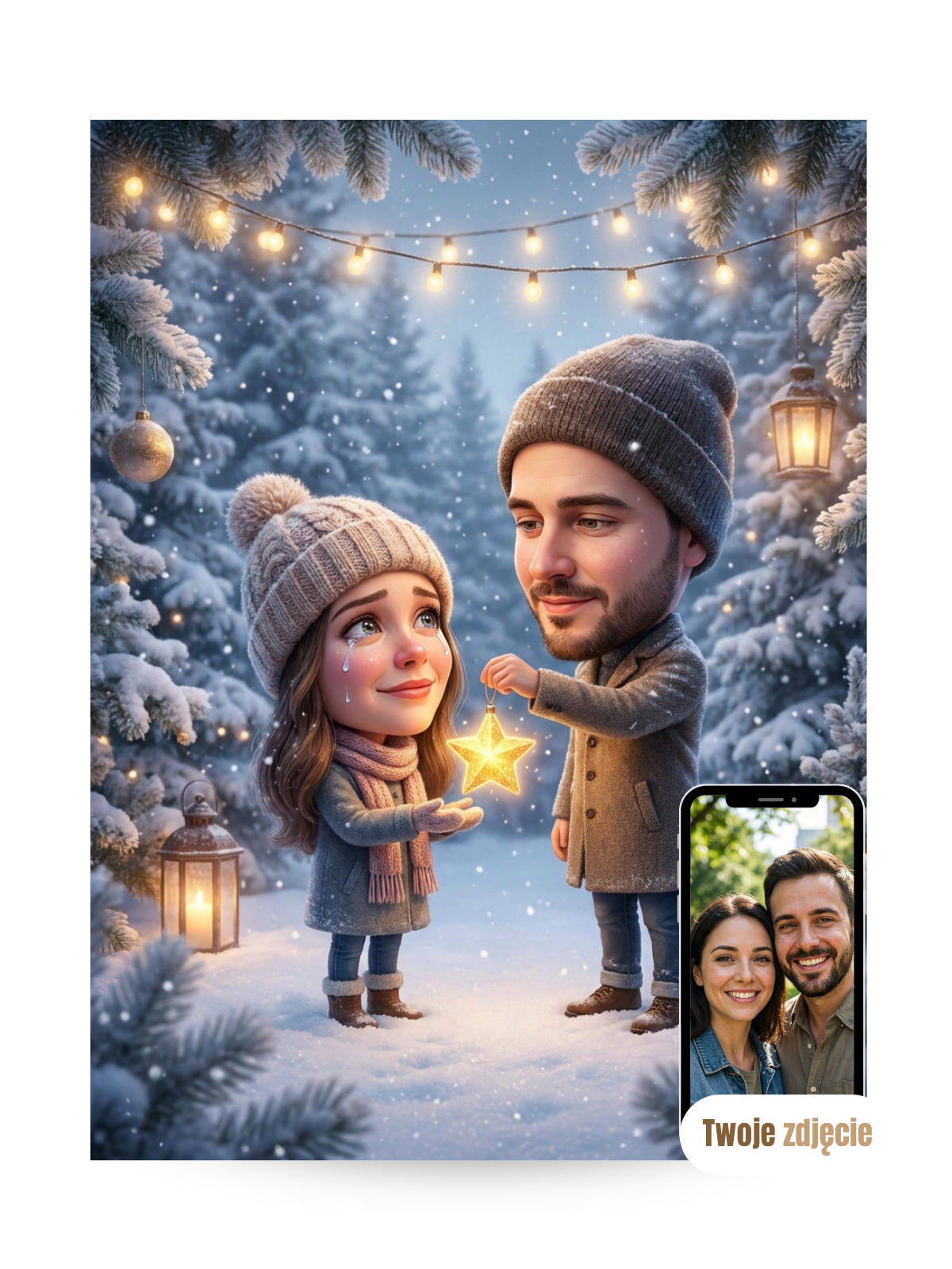 PARA Z GWIAZDKĄ - personalizowany portret ze zdjęcia
