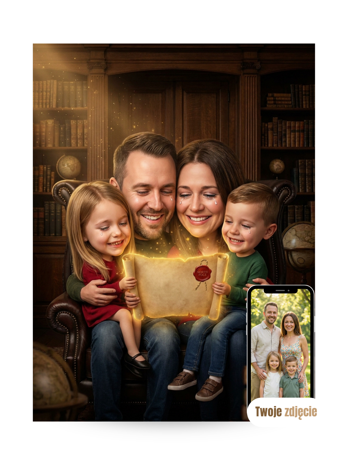 RODZINA Z MAGICZNYM LISTEM - personalizowany portret ze zdjęcia
