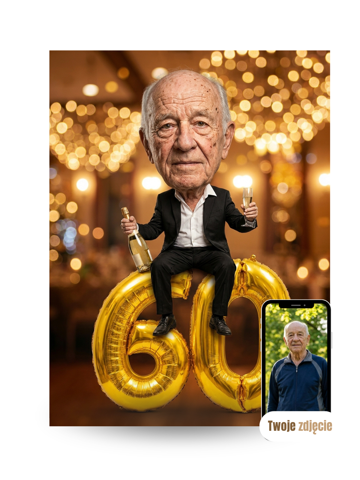 SZAMPAŃSKIE 60-TE - personalizowany portret ze zdjęcia